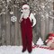 Burgundy Velvet Santa Overalls with Decorative Buckles, XL Size Christmas Costume Piece